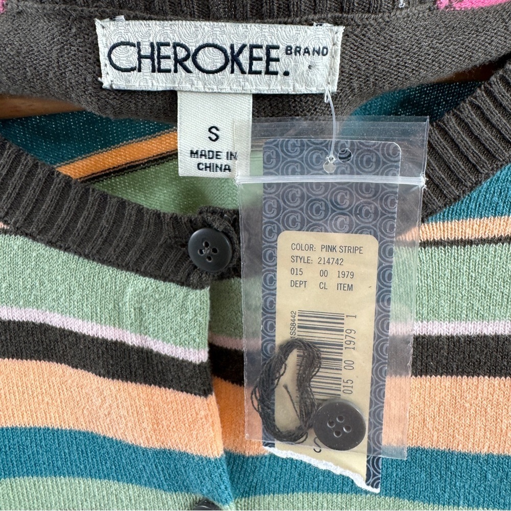 Cherokee Multi-Stripe Button-Up Sweater Size Small NWT - Picture 4 of 7